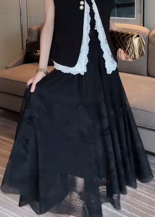 Art White Hollow Out Elastic Waist Lace Skirts Summer