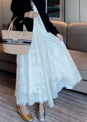 Art White Hollow Out Elastic Waist Lace Skirts Summer