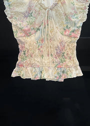 Art White Hollow Out Lace Up Cotton Shirt Summer