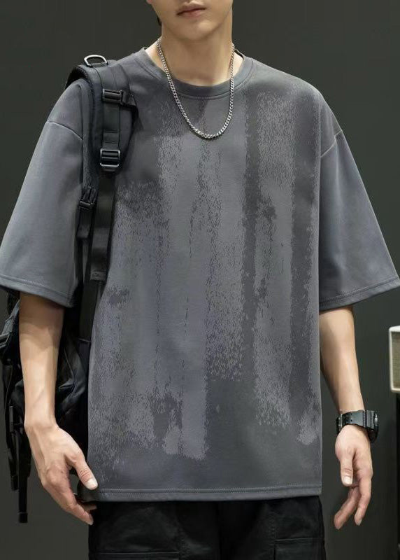 Art White O Neck Print Oversized Cotton Mens T Shirts Half Sleeve