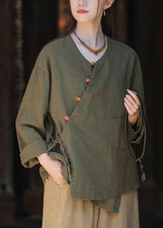 Art White Oversized Lace Up Linen Shirt Tops Fall