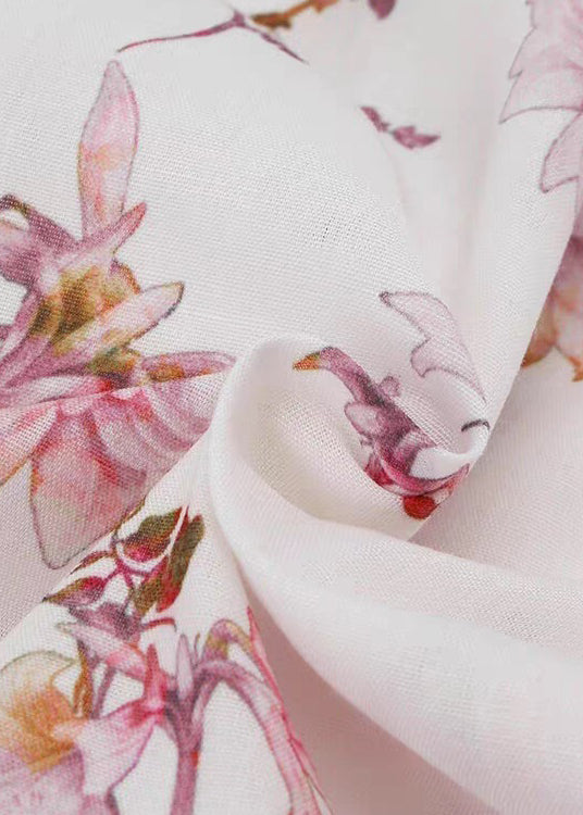 Art White Print Pockets Cotton Men Shirts Summer