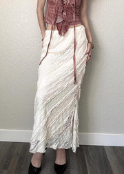 Art White Side Open High Waist Lace Skirts Summer