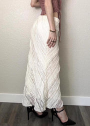 Art White Side Open High Waist Lace Skirts Summer