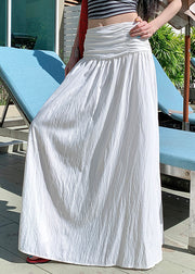 Art White Wrinkled Solid Cotton Skirts Summer