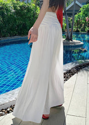 Art White Wrinkled Solid Cotton Skirts Summer