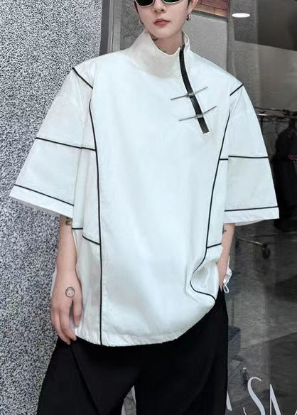 Art White Zip Up Drawstring Cotton Men Sweatshirt Summer