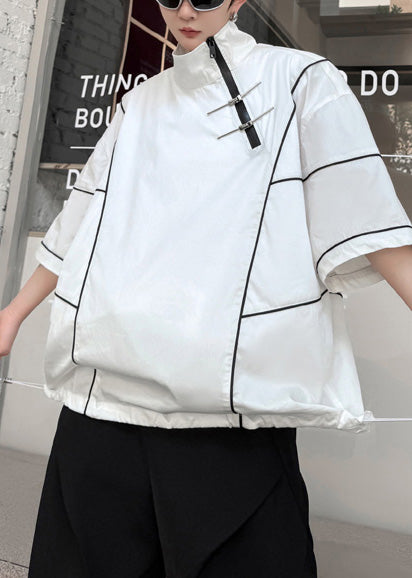 Art White Zip Up Drawstring Cotton Men Sweatshirt Summer