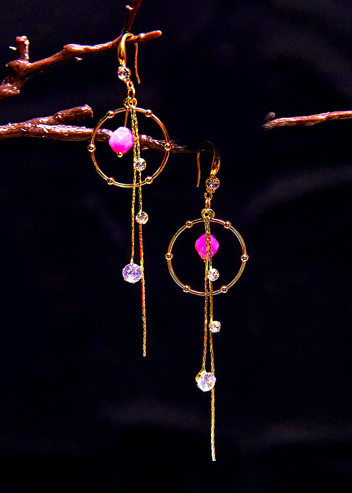 Art Zircon Tassels 14K Gold Long Drop Earrings 2025 new style