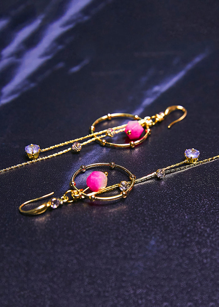 Art Zircon Tassels 14K Gold Long Drop Earrings 2025 new style