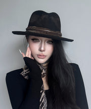 Autumn And Winter Black Feather Woolen Cowboy Hat