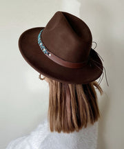 Autumn And Winter New Ethnic Style Coffee Colored Wool Cowboy Hat