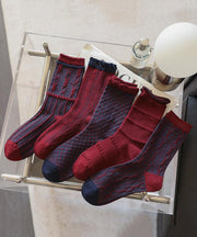 Autumn And Winter Women's Jacquard Mid Calf Socks
