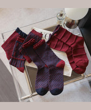 Autumn And Winter Women's Jacquard Mid Calf Socks