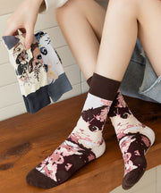 Autumn New Animal Cartoon Jacquard Mid Calf Socks