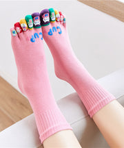 Autumn Winter Cartoon Cute Thick Five Finger Socks Middle Tube