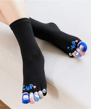 Autumn Winter Cartoon Cute Thick Five Finger Socks Middle Tube