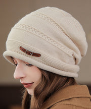 Autumn Winter Khaki Versatile Knit Bonnie Hat