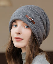 Autumn Winter Khaki Versatile Knit Bonnie Hat