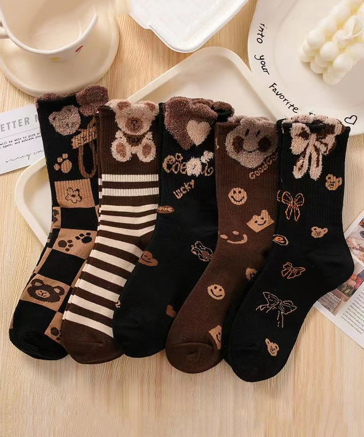 Autumn Winter Korean Versatile Jacquard Crew Socks