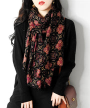 Autumn Winter Style Red Print Versatile Woolen Scarf