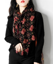Autumn Winter Style Red Print Versatile Woolen Scarf