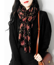 Autumn Winter Style Red Print Versatile Woolen Scarf