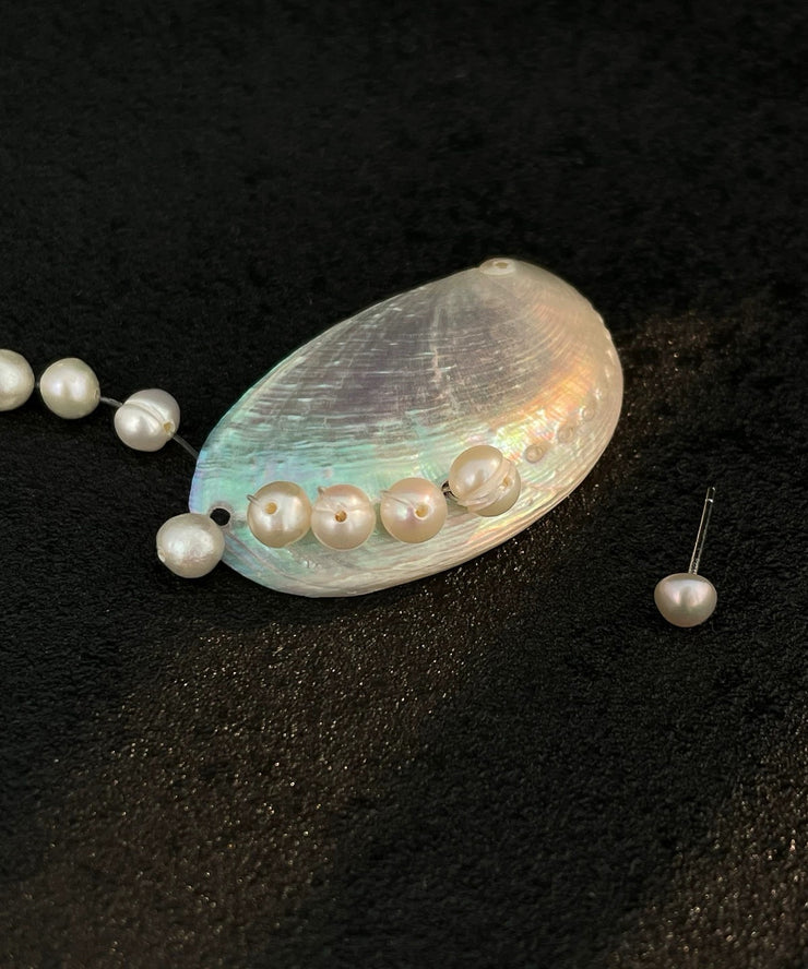 Beach White Copper Shell Pearl Tassel Drop Earring