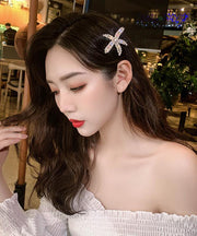 Beautiful Alloy Zircon Pearl Starfish Two-Piece Set Hairpin