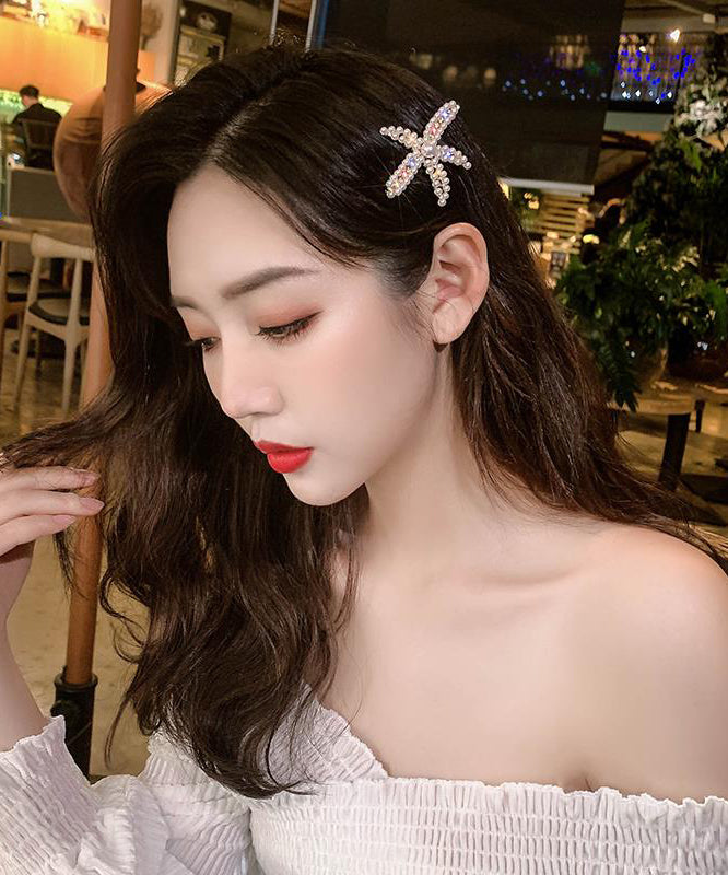Beautiful Alloy Zircon Pearl Starfish Two-Piece Set Hairpin
