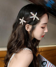 Beautiful Alloy Zircon Pearl Starfish Two-Piece Set Hairpin