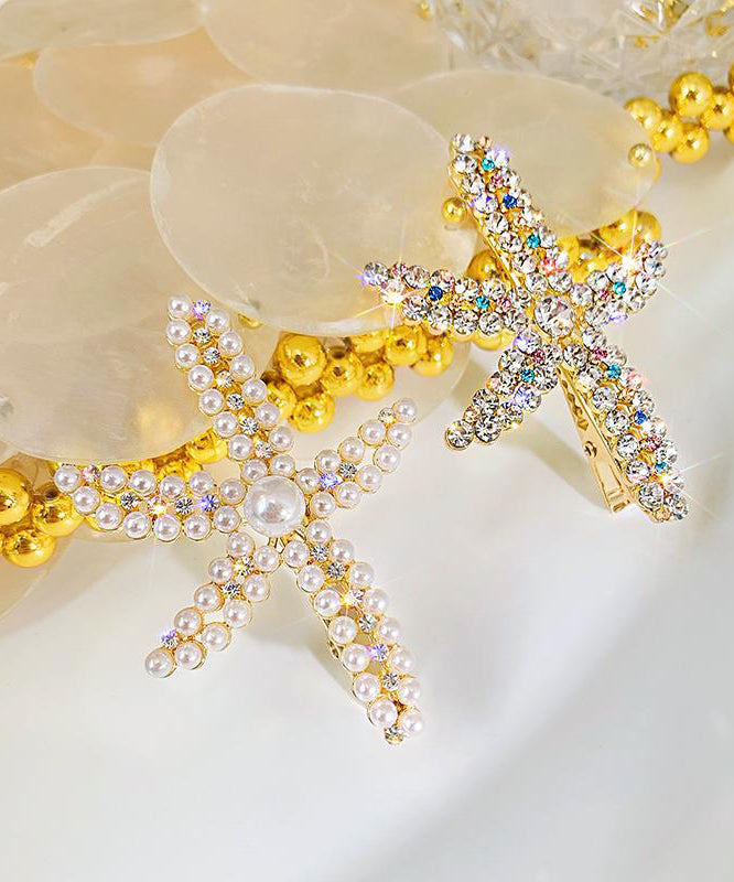 Beautiful Alloy Zircon Pearl Starfish Two-Piece Set Hairpin