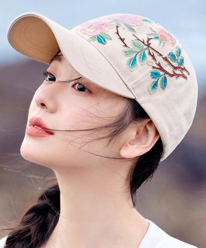 Beautiful Beige Embroideried Baseball Cap Hat