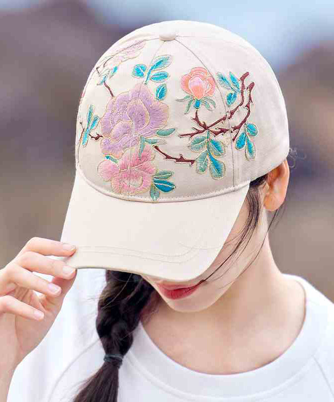Beautiful Beige Embroideried Baseball Cap Hat