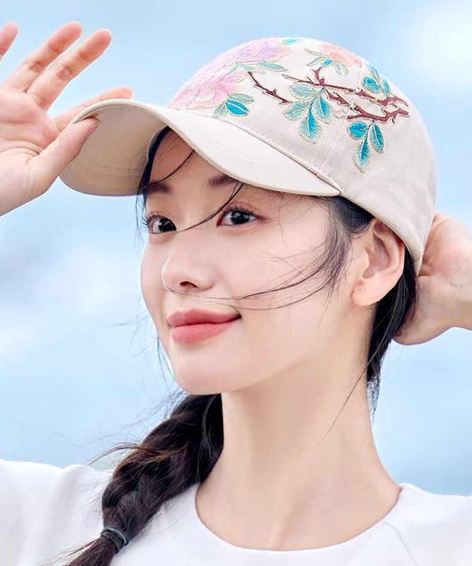 Beautiful Beige Embroideried Baseball Cap Hat