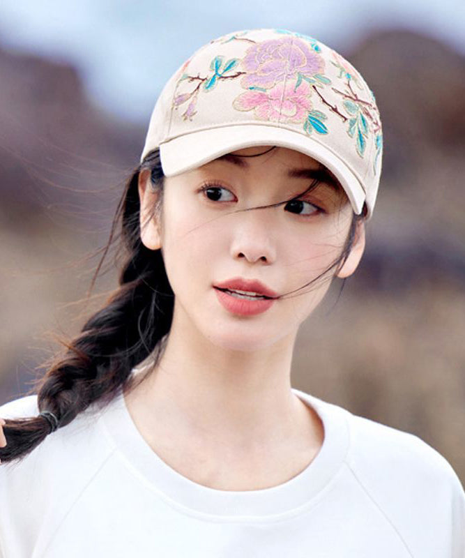 Beautiful Beige Embroideried Baseball Cap Hat