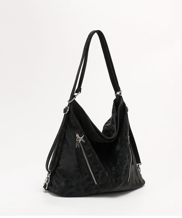 Beautiful Black Faux Leather Versatile Shoulder Bag