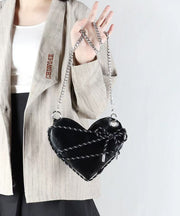 Beautiful Black Love Shaped Faux Leather Cross-body Bags