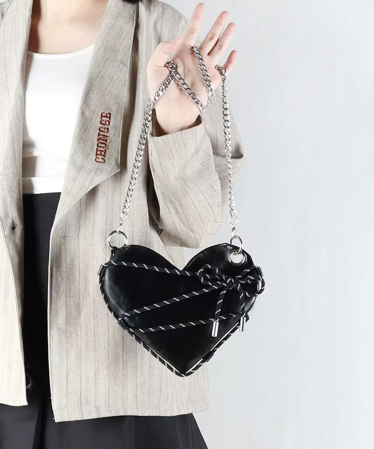 Beautiful Black Love Shaped Faux Leather Cross-body Bags