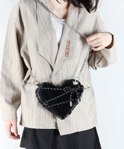 Beautiful Black Love Shaped Faux Leather Cross-body Bags