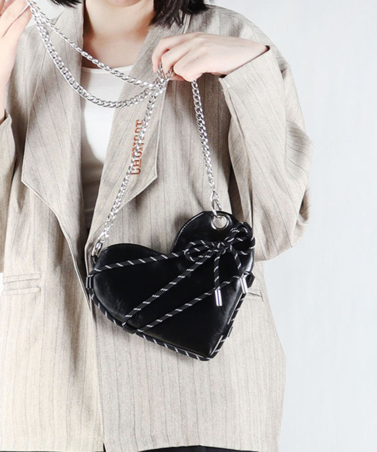 Beautiful Black Love Shaped Faux Leather Cross-body Bags