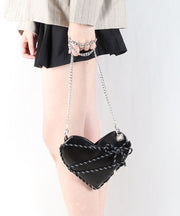 Beautiful Black Love Shaped Faux Leather Cross-body Bags