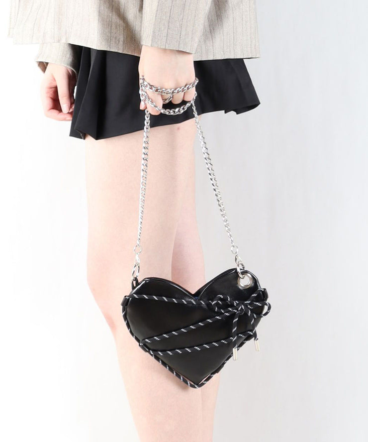 Beautiful Black Love Shaped Faux Leather Cross-body Bags