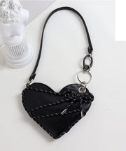 Beautiful Black Love Shaped Faux Leather Cross-body Bags