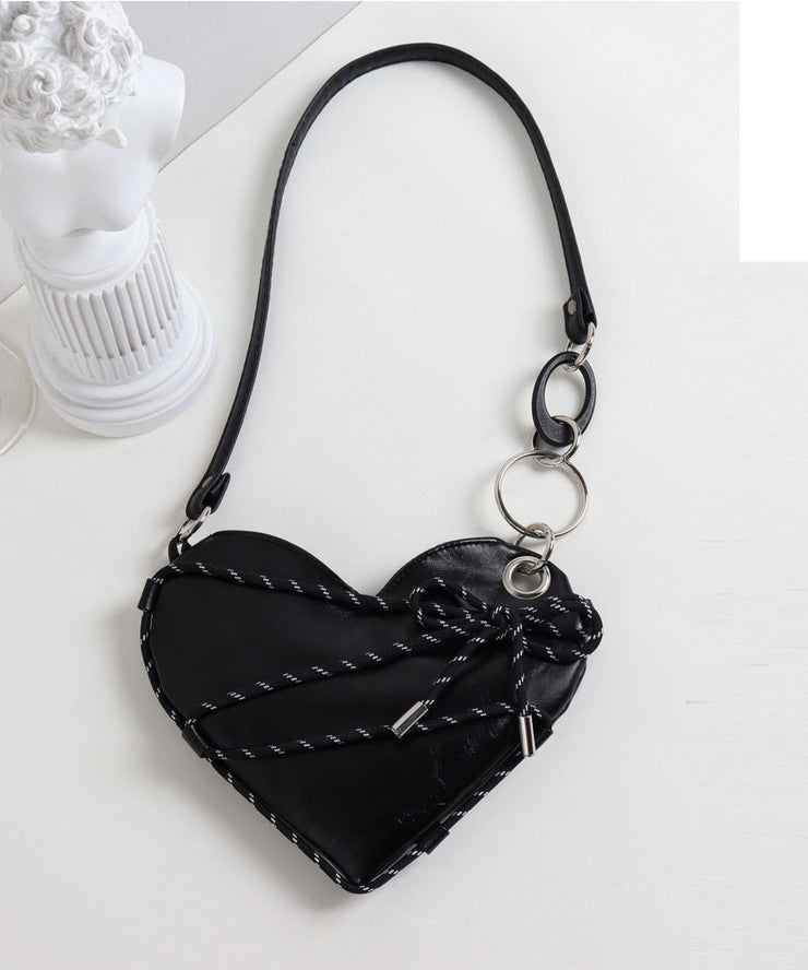 Beautiful Black Love Shaped Faux Leather Cross-body Bags