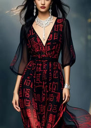 Beautiful Black Tie Dye Chiffon Vacation Dresses Summer