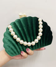 Beautiful Black Velour Pearl Evening Bag