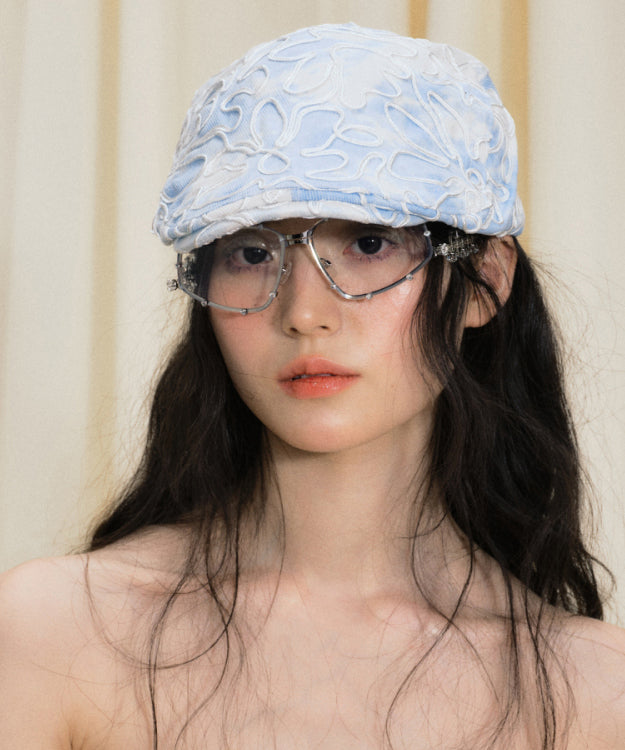 Beautiful Blue Floral Embroidered Breton Hat