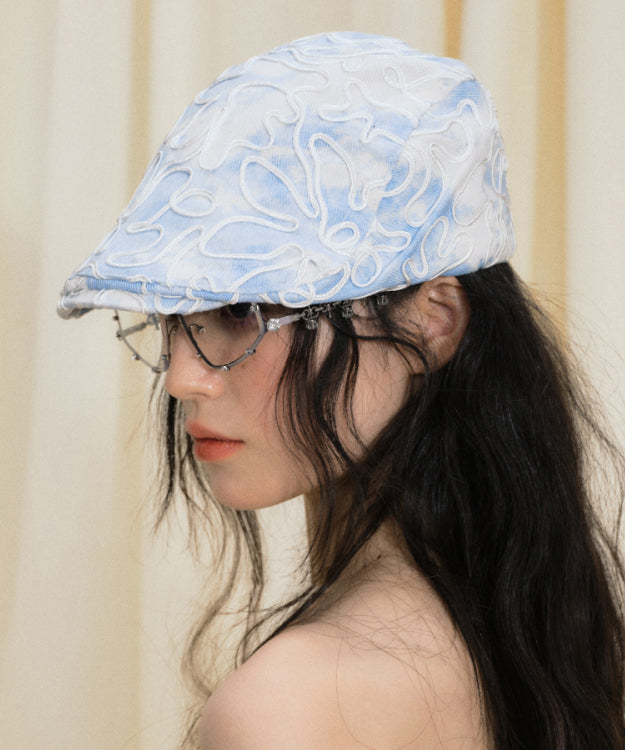 Beautiful Blue Floral Embroidered Breton Hat
