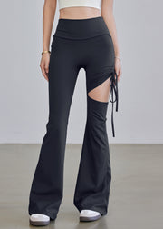 Beautiful Blue High Waist Drawstring Hollow Out Yoga Pants
